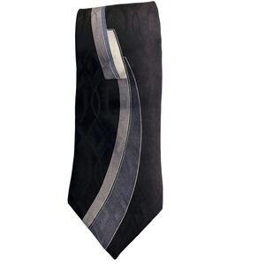 Puritan Men's‎ Necktie All Silk Black Gray Patterned Business Casual